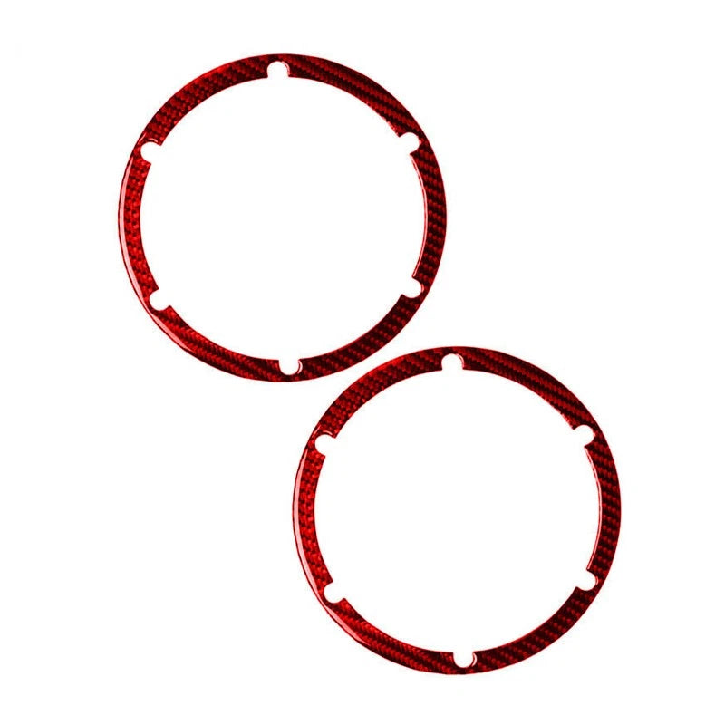 Red Carbon Fiber Rear Audio Speaker Ring Covers for Nissan 350Z (2003-2009)