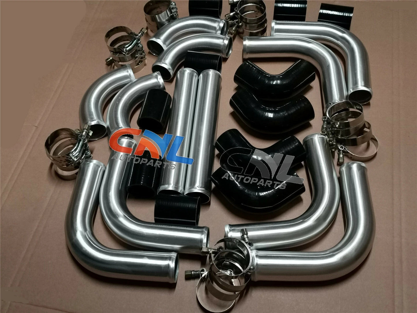 2.25" Aluminum Turbo Piping Kit + Black Hose for Universal