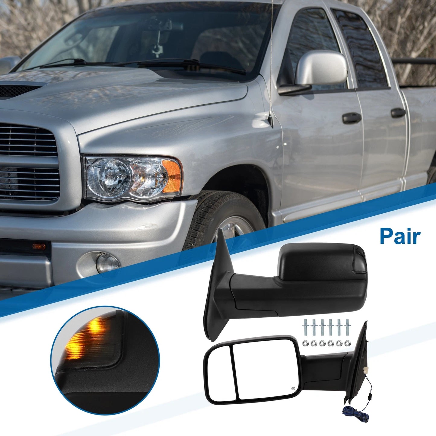 Tow Mirrors 1 x Dodge Ram 1500 Turn Signal Lights (2002-2008)