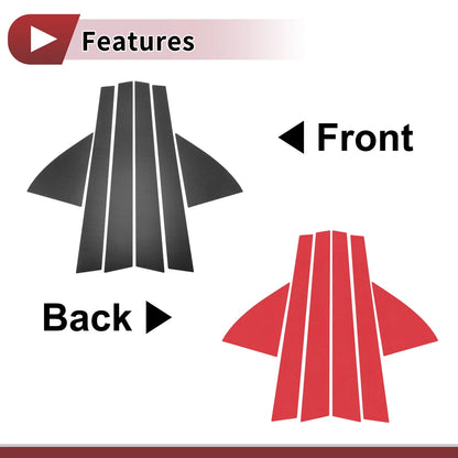 6 Pcs Car Door Pillar Window Trim for Honda Civic (1992-1995) Black Carbon Fiber