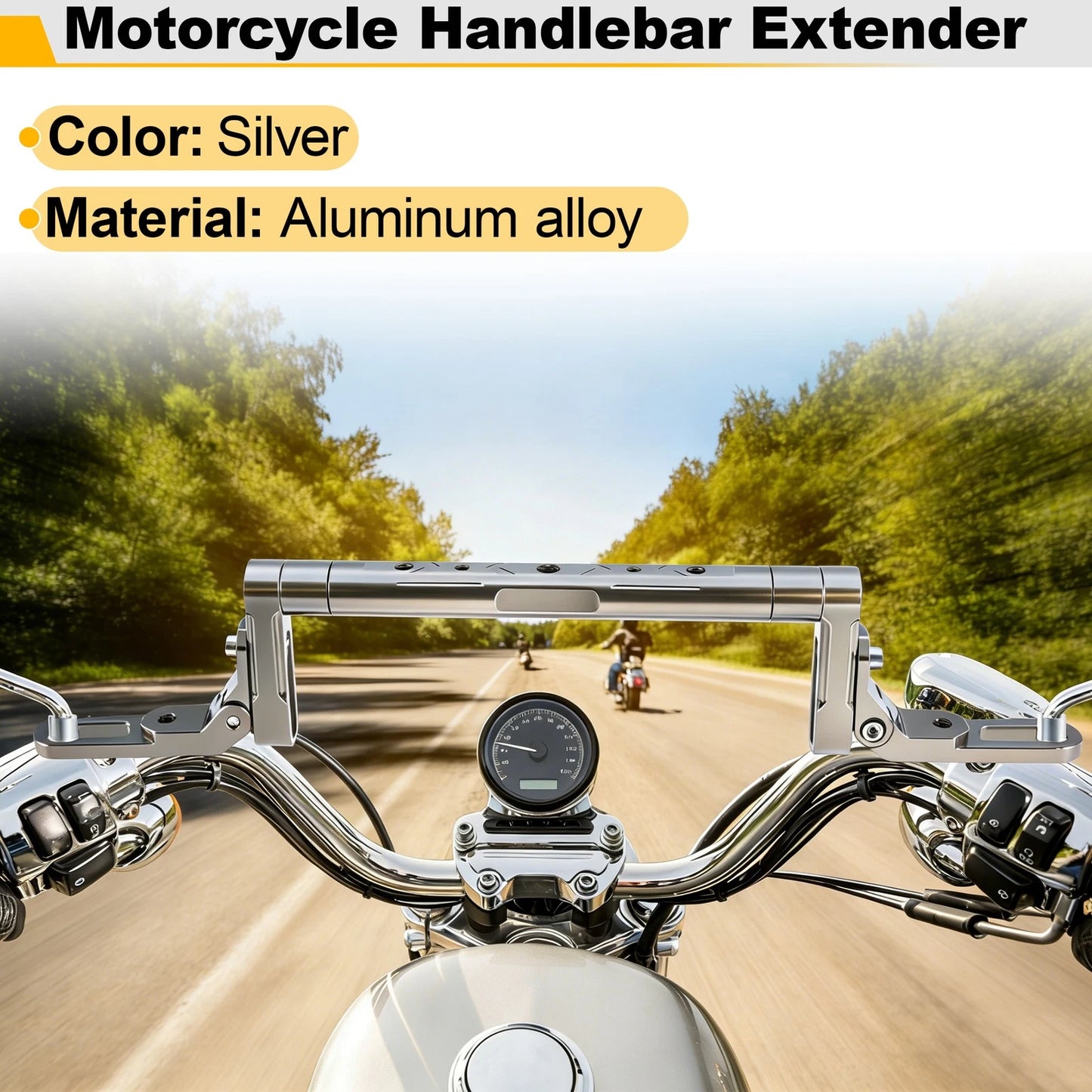 1 x Balance Handle Bar Extender Bracket Center Hole Silver Tone for Motorcycle