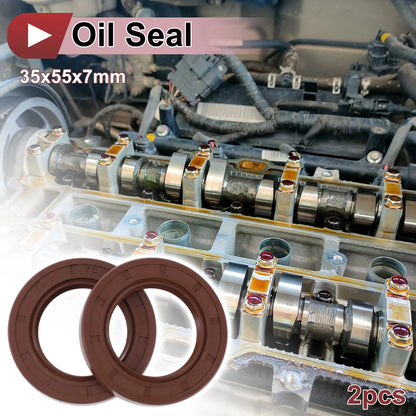 Oil Seal 35x55x7mm 2 Pcs Rotary Shaft Seal FKM Rubber for Car
