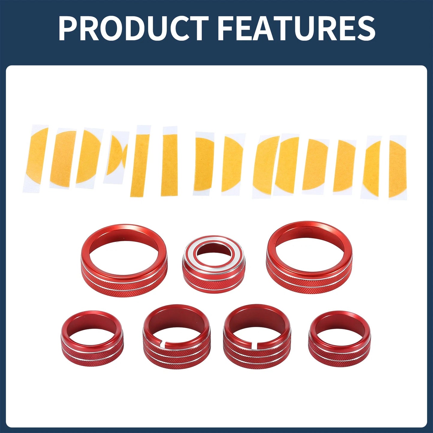 4WD Headlight Switch Knob Cover Ring Red for GMC Canyon (2015-2022) 7Pcs