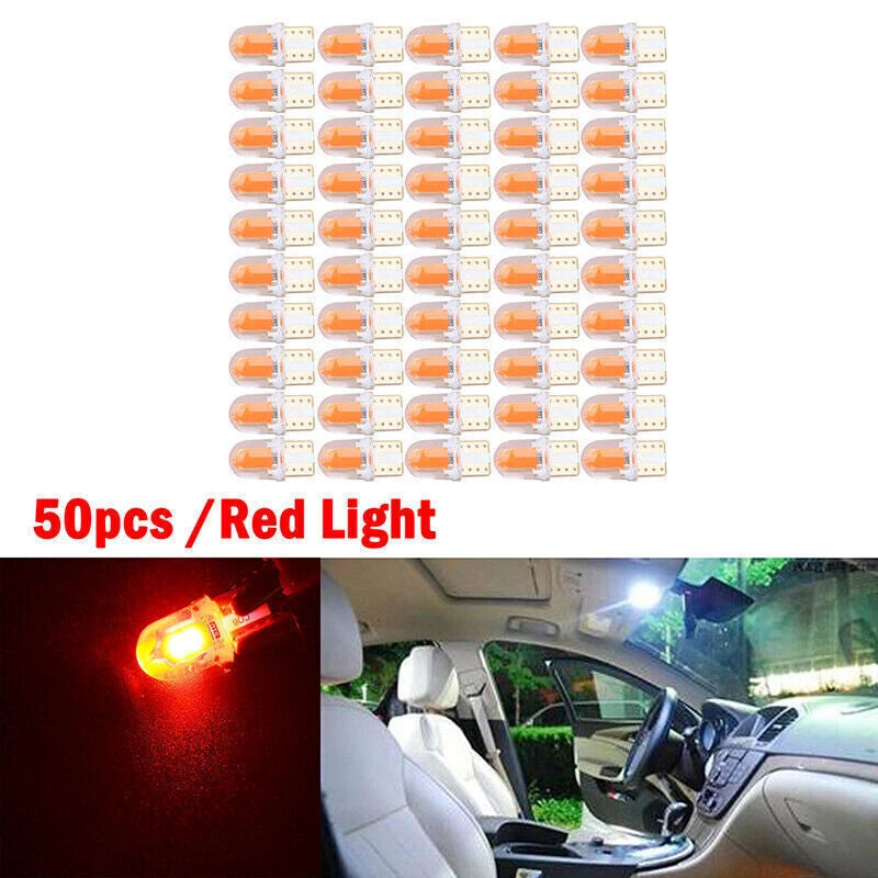 T10 194 168 W5W COB 4SMD LED CANBUS Bright Red License Light Bulb