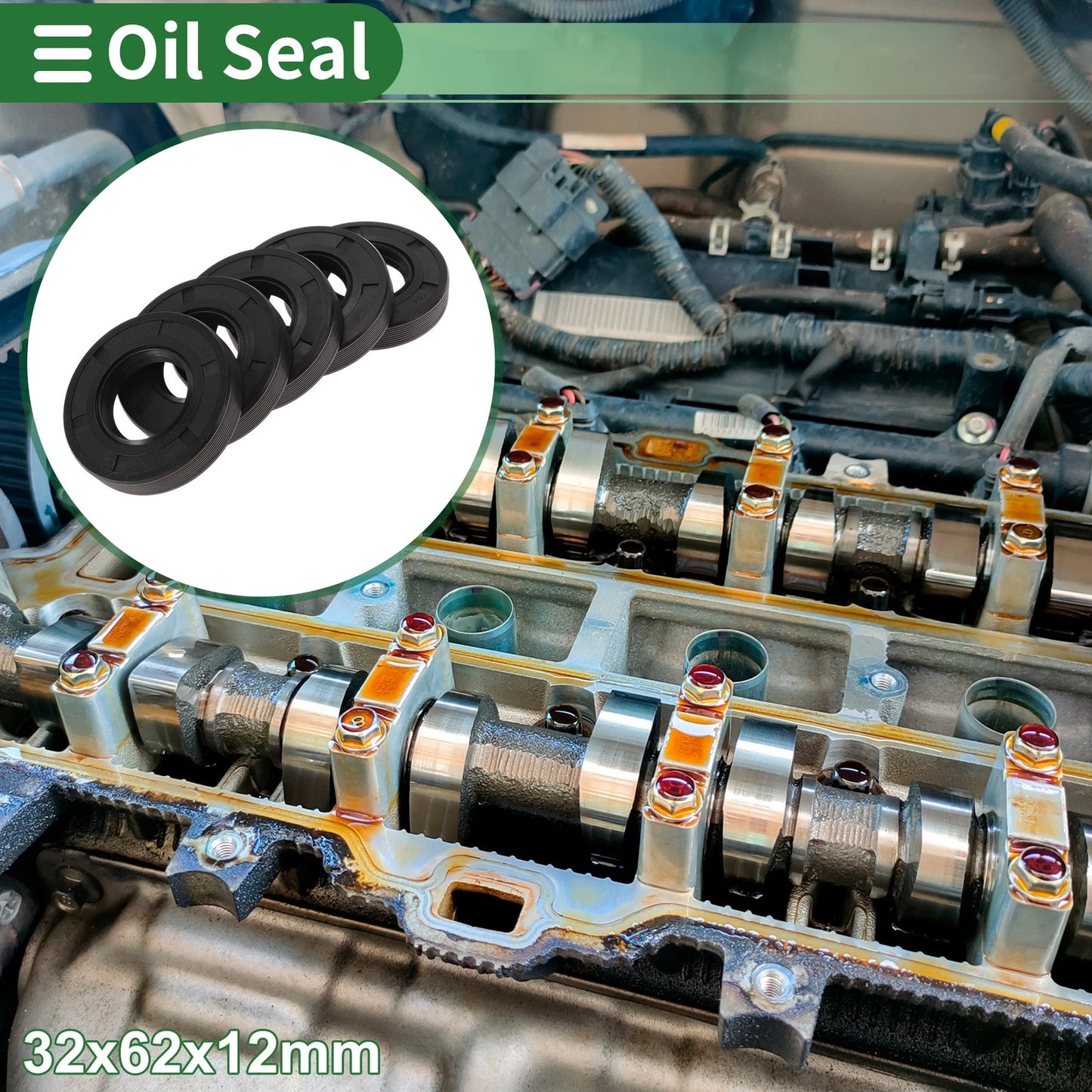 Oil Seal 32x62x12mm NBR Rubber High Pressure Black 5 Pcs for Make Model