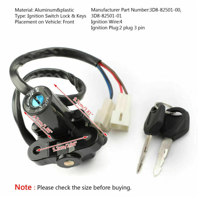 Ignition Lock Cylinder for Yamaha XVF250 V-Star XVS1300A XVS1300BG (2006-2017)