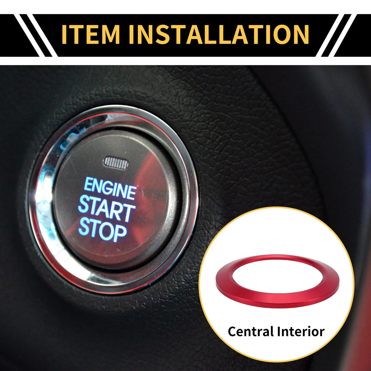 Engine Start Stop Button Cover Ring for Ford F-150 (2016-2021) Red