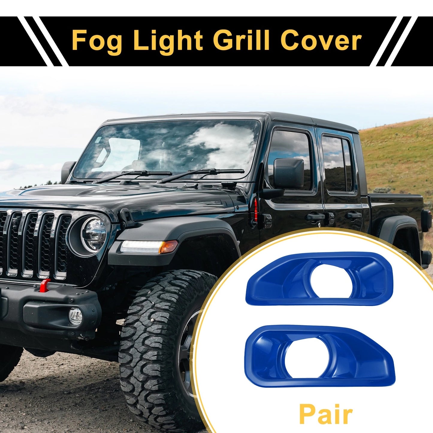 Fog Light Grills for Jeep Wrangler JL Gladiator (2018-2023) - 1 Pair Blue