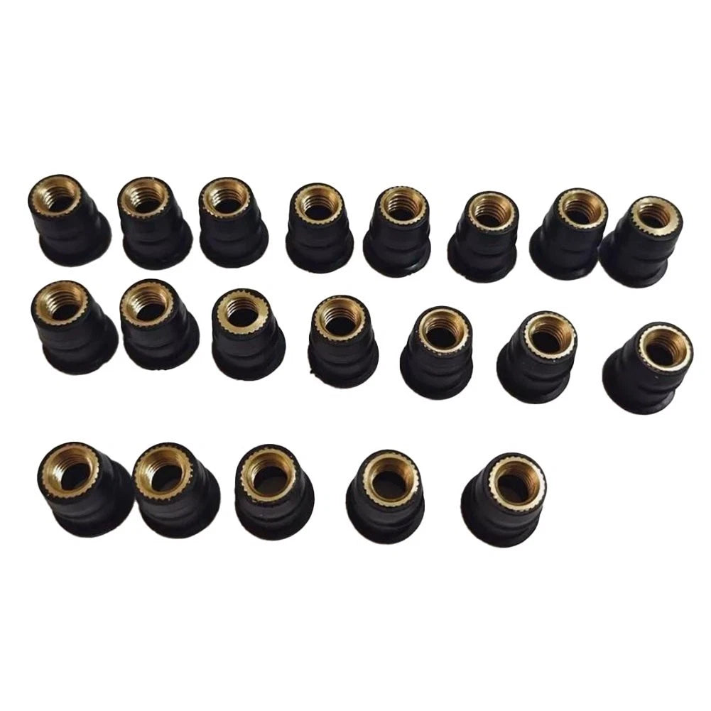 M6 Rubber Brass Well Nuts / Set of 20 / Well Nuts for Motorcycle Fairing