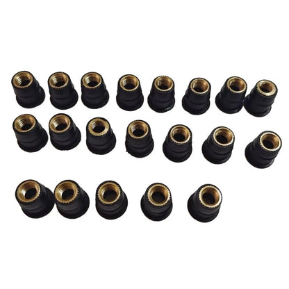 M6 Rubber Brass Well Nuts / Set of 20 / Well Nuts for Motorcycle Fairing