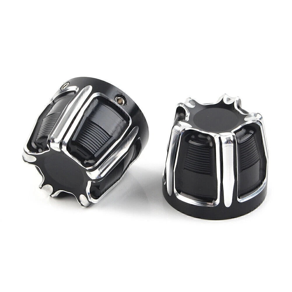 Black Front Axle Nut Cap Covers for Harley Softail Touring Street Glide Dyna XL