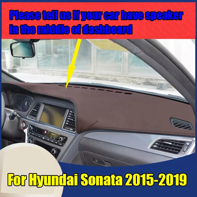 Brown Leather Dash Cover Protector Mat Pad for Hyundai Sonata (2015–2019)