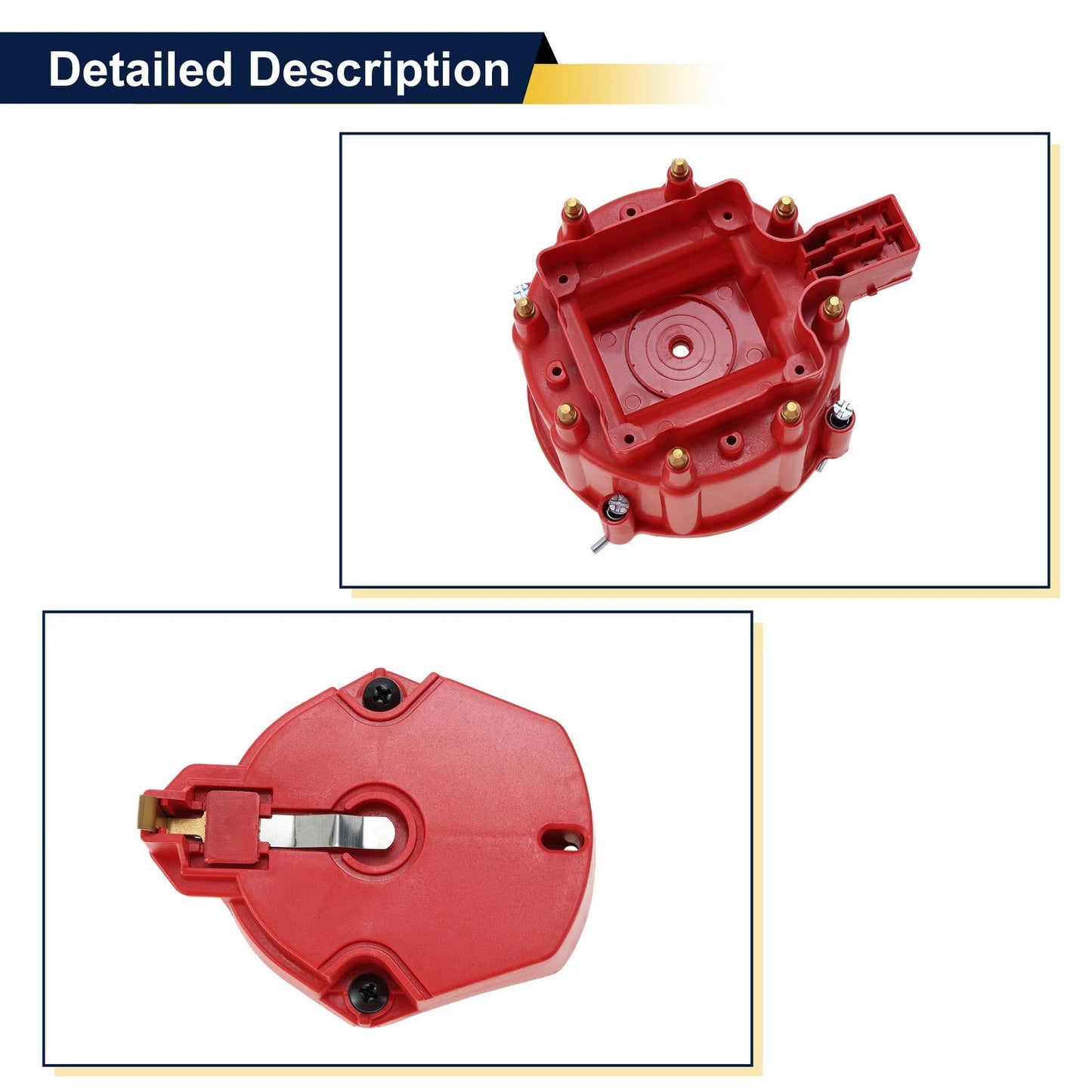 Red Metal Ignition Distributor Cap for Chevy & Ford - 1 Set
