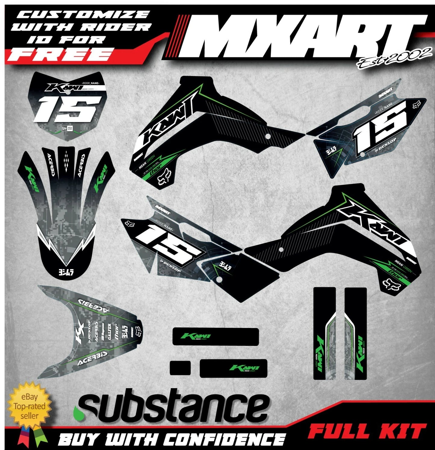 Kawasaki KLX 140 2008-2018 BOSS STYLE Graphics Decals Stickers