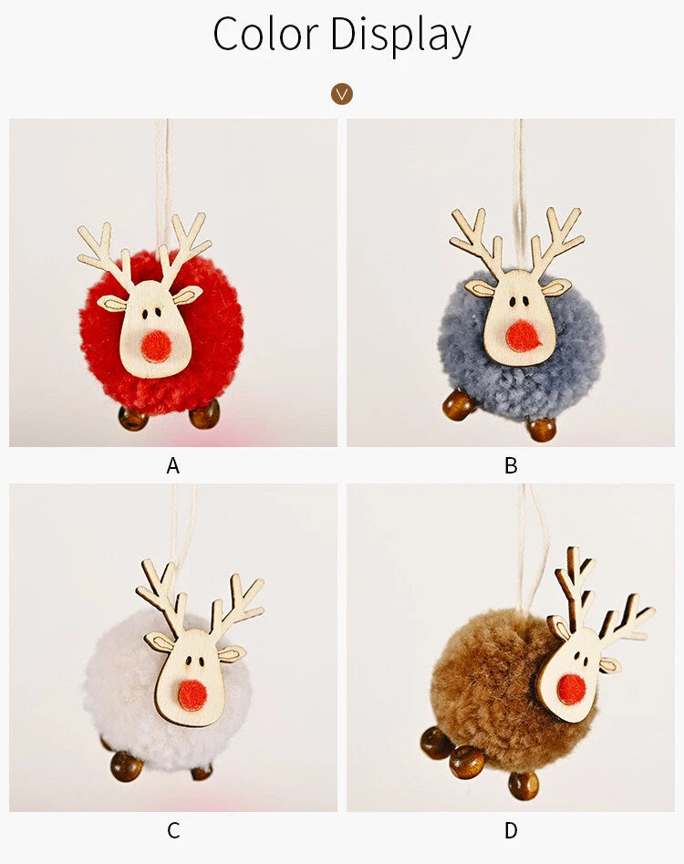 Pom Decoration Pendant for Christmas Tree Adorable Reindeer