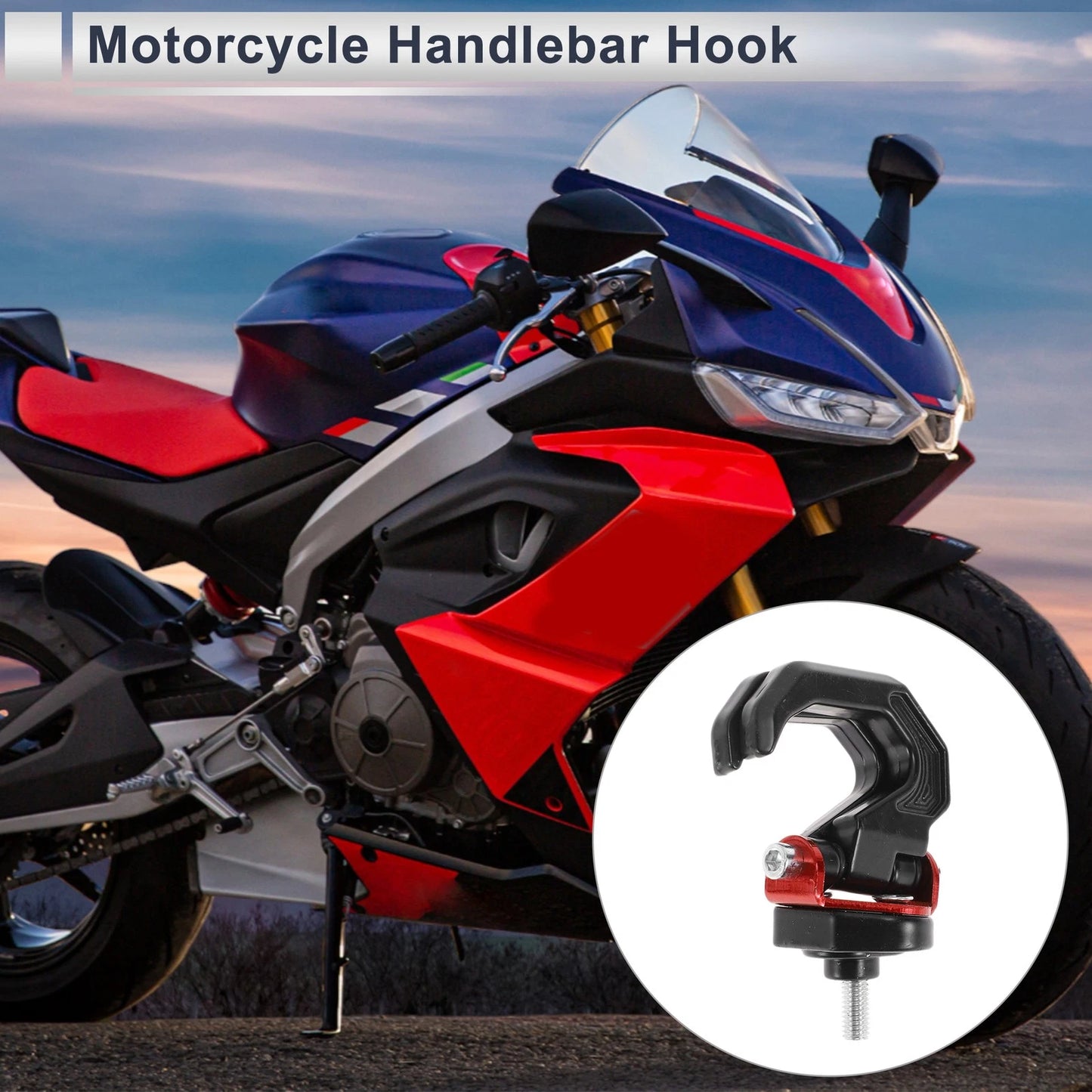 Horn-type Double Hook Aluminum Alloy Motorcycle Hanging Hook 1 Pc Black