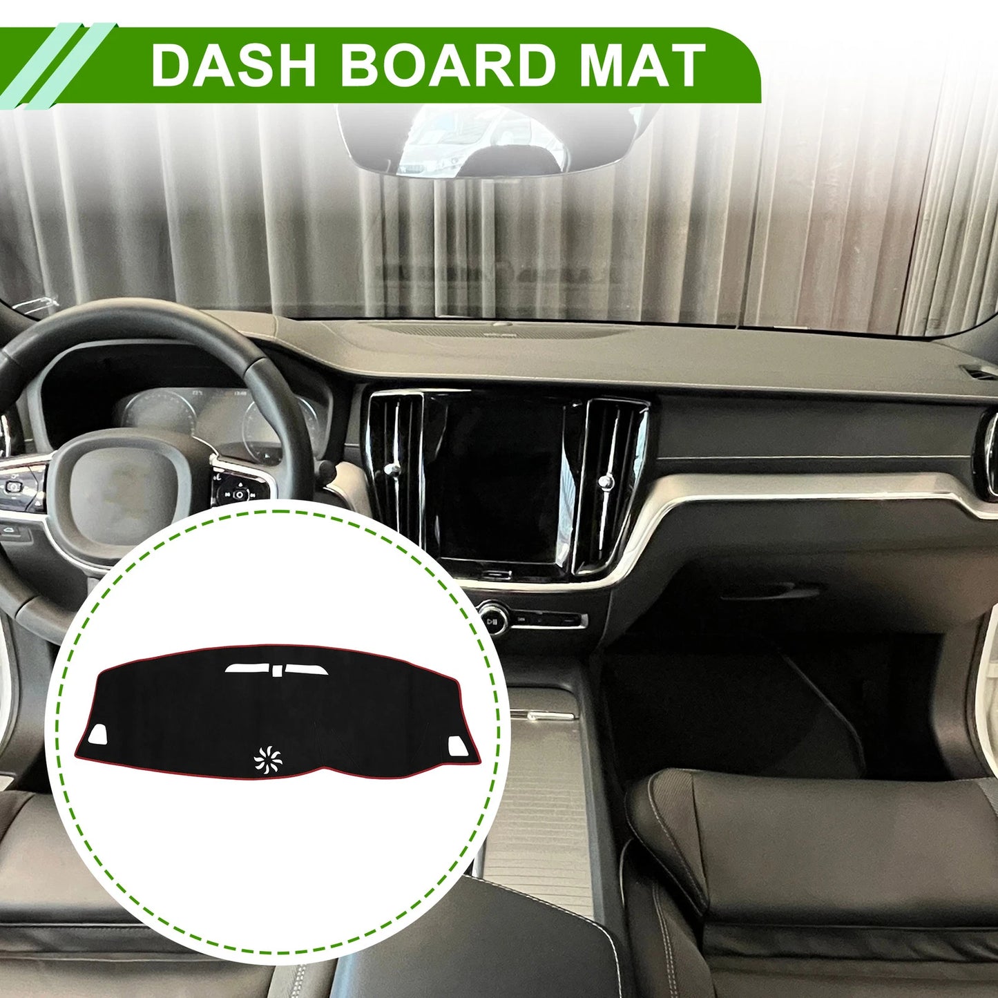 Dashboard Cover Mat for Volvo S60 V60 XC60 Sun Protector Black Red (2011-2023)