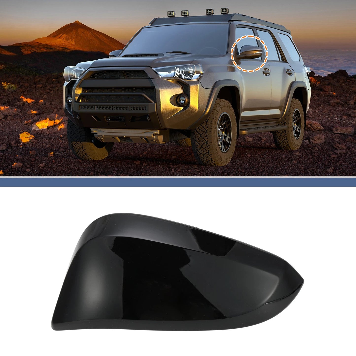 Left Side Mirror Cover Cap Gloss Black for Toyota 4Runner