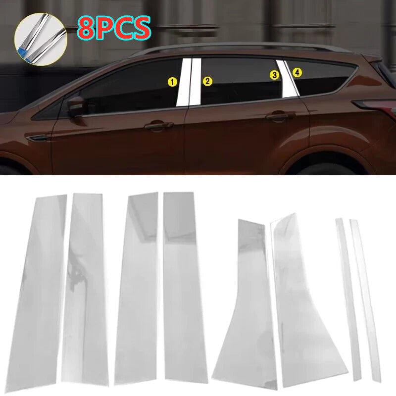 8 x Chrome Pillar Posts Door Cover Trim for Ford Escape Kuga (2013–2019)