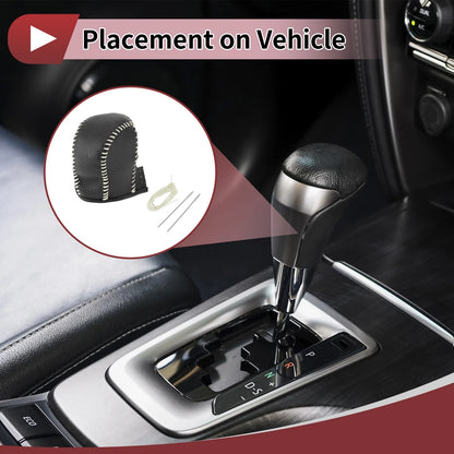 1 Set Pebbled Black Beige Gear Shift Knob Cover for Acura TL (2009-2014)