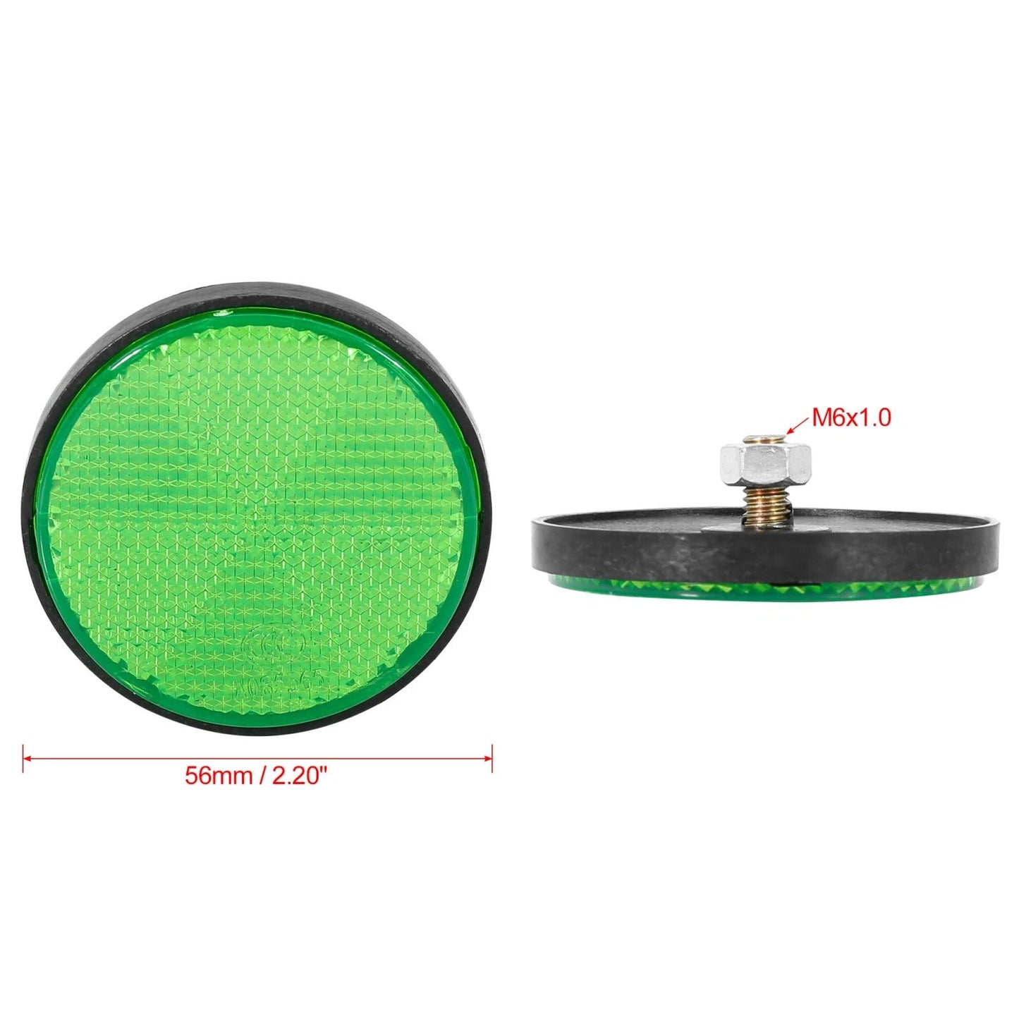 6 Pair / M6x1.0 / Green Universal Screw Mount Warning Reflector for Motorcycle