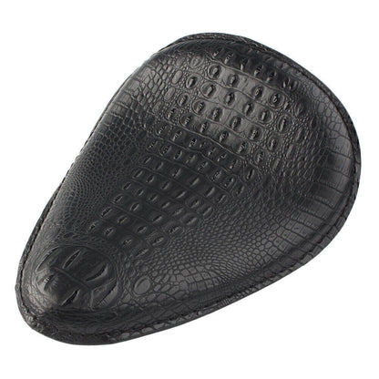 Black Alligator Leather Solo Driver Seat for Harley Bobber Chopper
