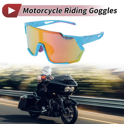 Motorcycle Riding Goggles Multicolour Blue with Red Dots UV400 for Motorcycle
