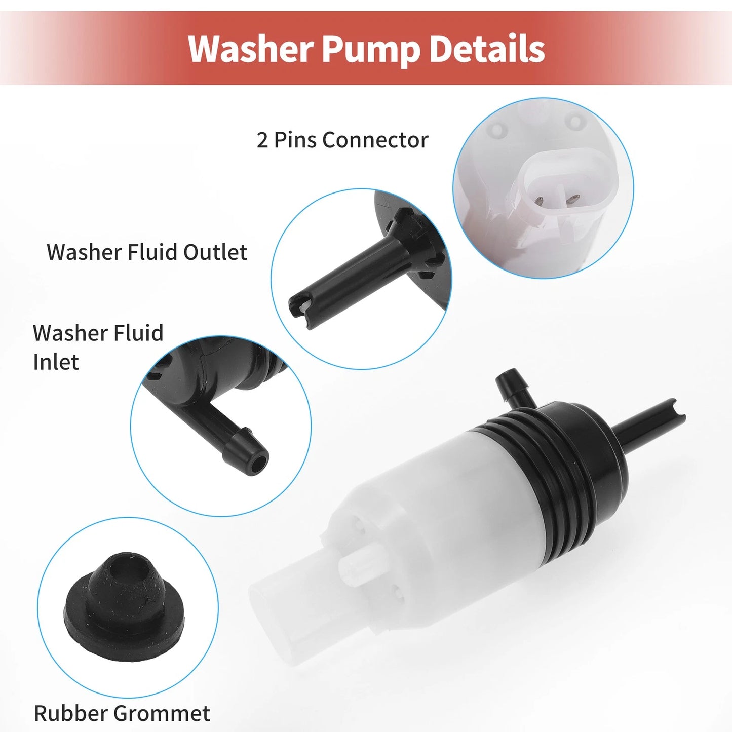 Windshield Washer Pump w/ Grommet for GMC Envoy XL