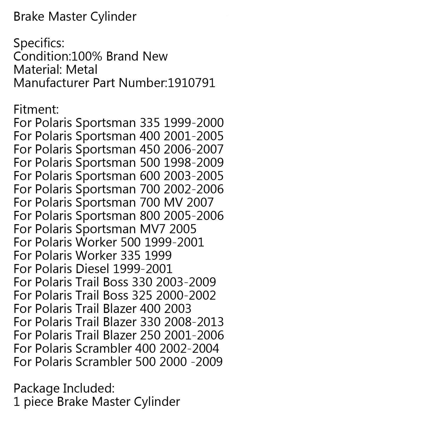 Brake Cylinder for Polaris Sportsman 500/600/700 (1996-2007)