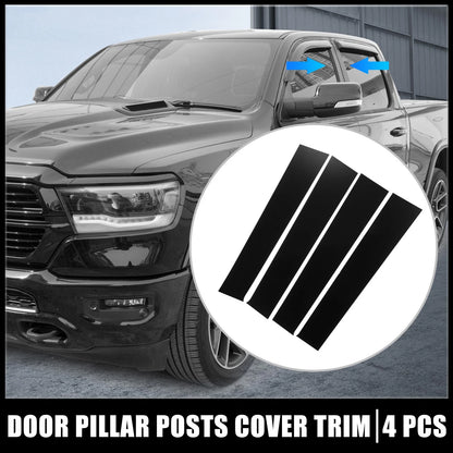4 x Door Cover Panel Trim Pillar Posts Stickers for Dodge Ram Black