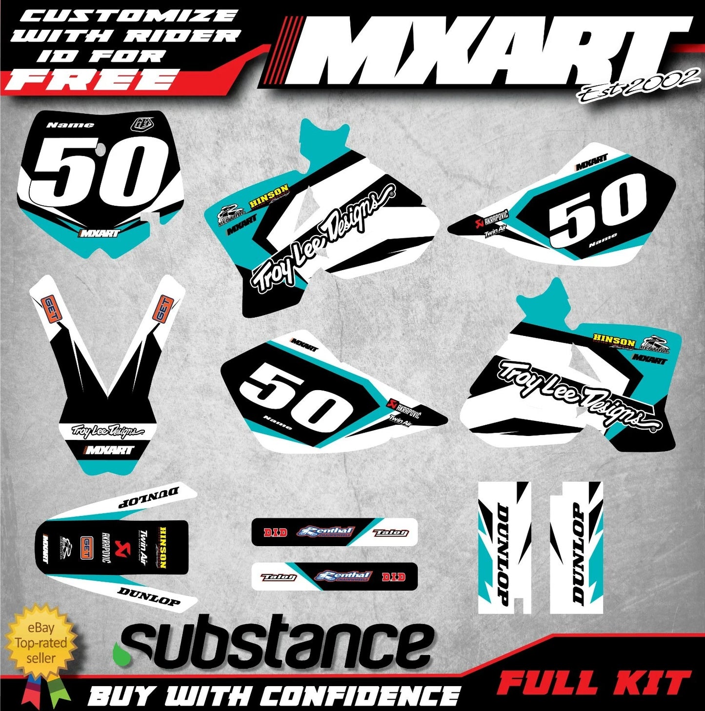 KTM 50 Bullet Style Graphics Decals (2002-2008)