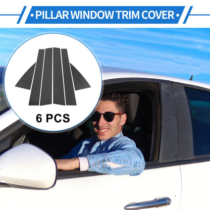 6x Door Pillar Window Trim for GMC Acadia Carbon Fiber Black (2007-2016)
