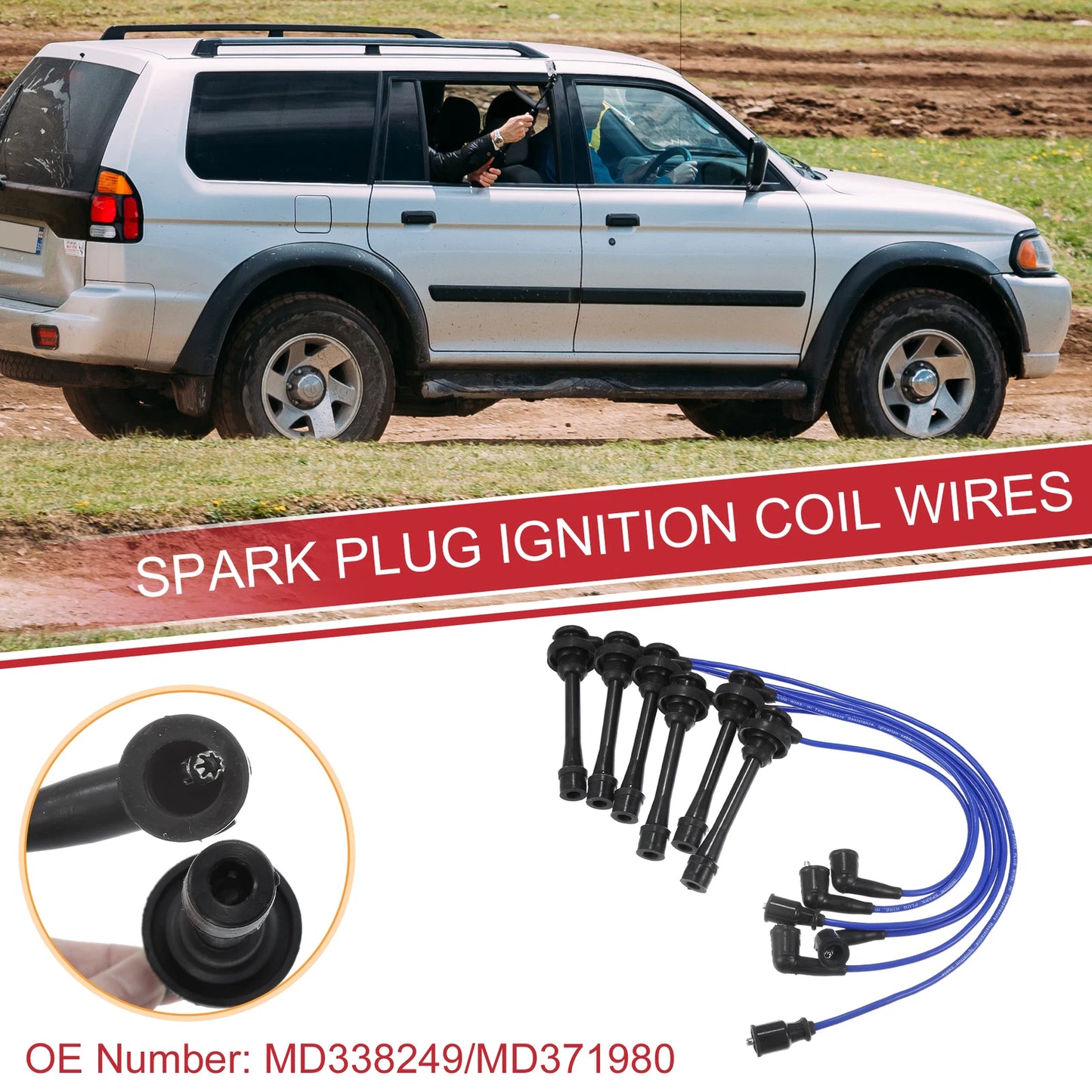 6pcs Spark Plug Wire Ignition Coil Cable for Mitsubishi Montero (1997)