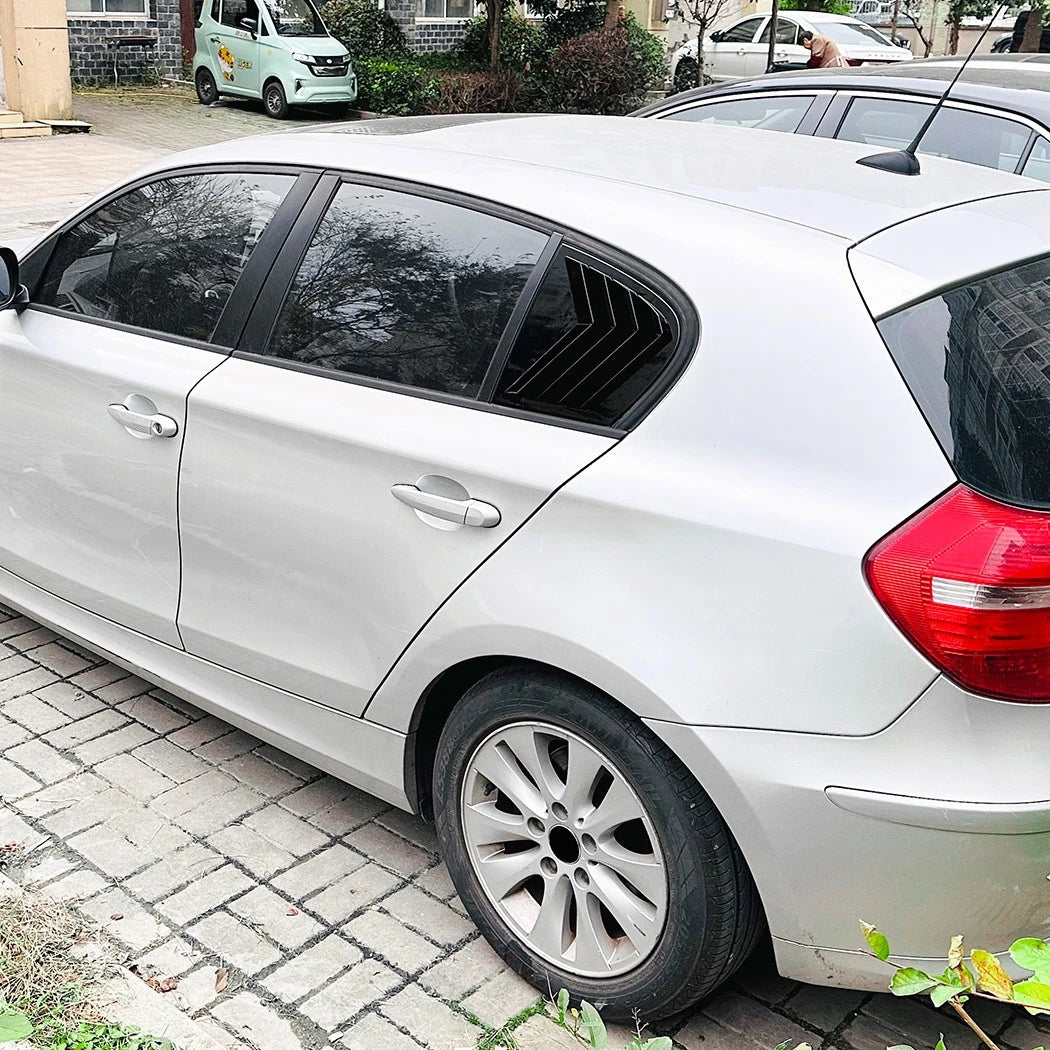 Black Side Rear Window Louvers Shutter Vent Cover for BMW 1 Series (2005-2011)