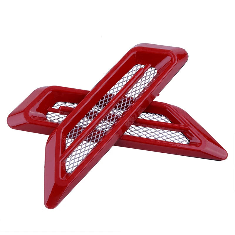 2 x Red Car Exterior Hood Air Flow Fender Side Vent Intakes for Universal Models