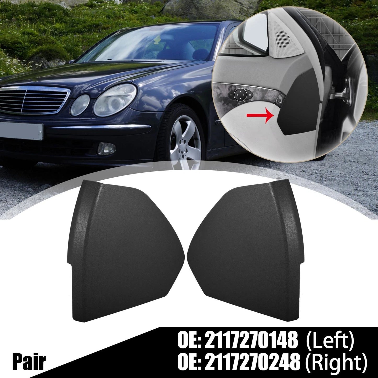 Front Car Door Cover Trim for Mercedes Benz E-Class (2003-2009)