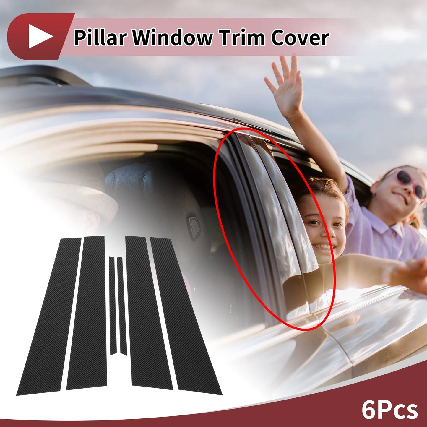 Door Pillar Window Trim / 4 x CF Front Rear Left Right for Toyota Crown