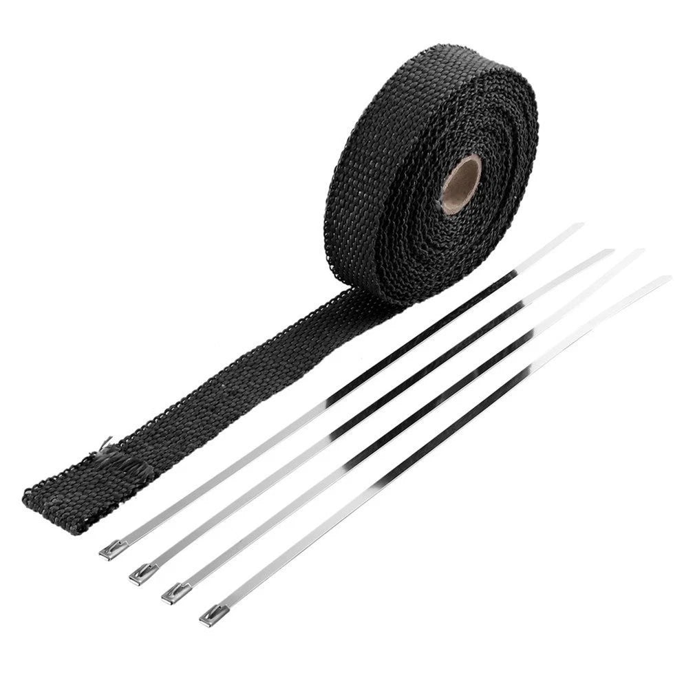 5M Heat Protection Wrap Belt for Motorcycle Exhaust Pipes with Steel Straps