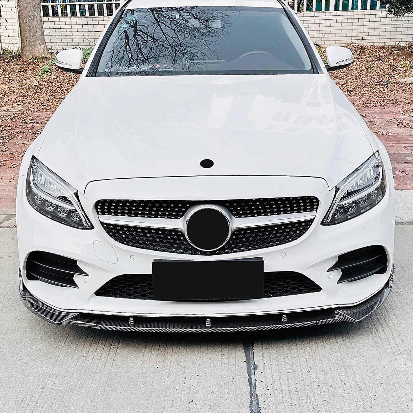 Carbon Look Front Spoiler Lip for Mercedes Benz C Class W205 (2019-2021)