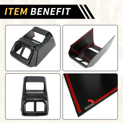 Carbon Fiber Rear Armrest AC Outlet Panel for Ford Ranger (2023-2024)