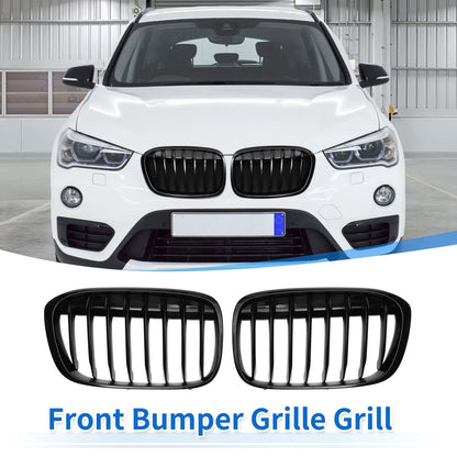 Front Upper Bumper Grille for BMW X1 F48 (2016-2022) Gloss Black