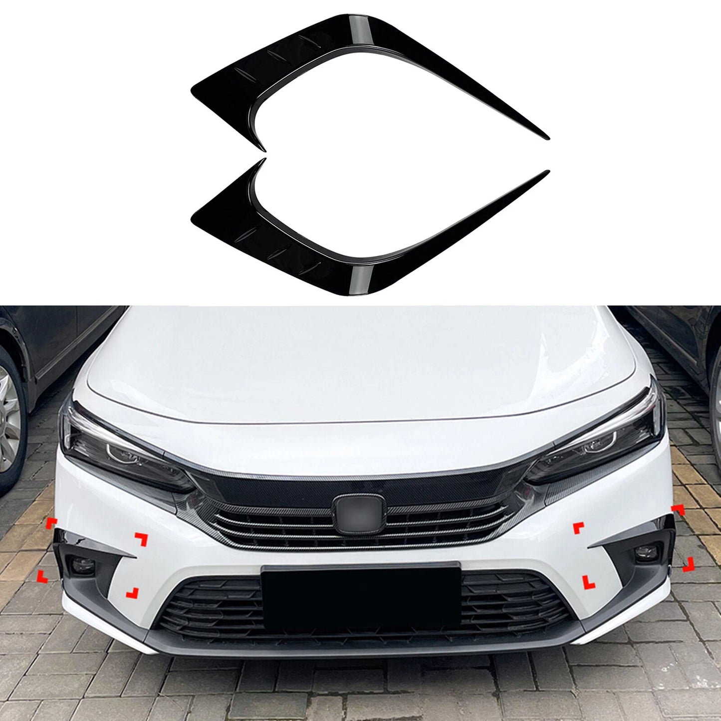 Gloss Black Front Side Air Vent Trim Covers for Honda Civic (2021-up) 2 x