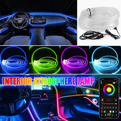 RGB LED Fiber Optic Interior Lamp Strips for Car Ambient Light 500mm