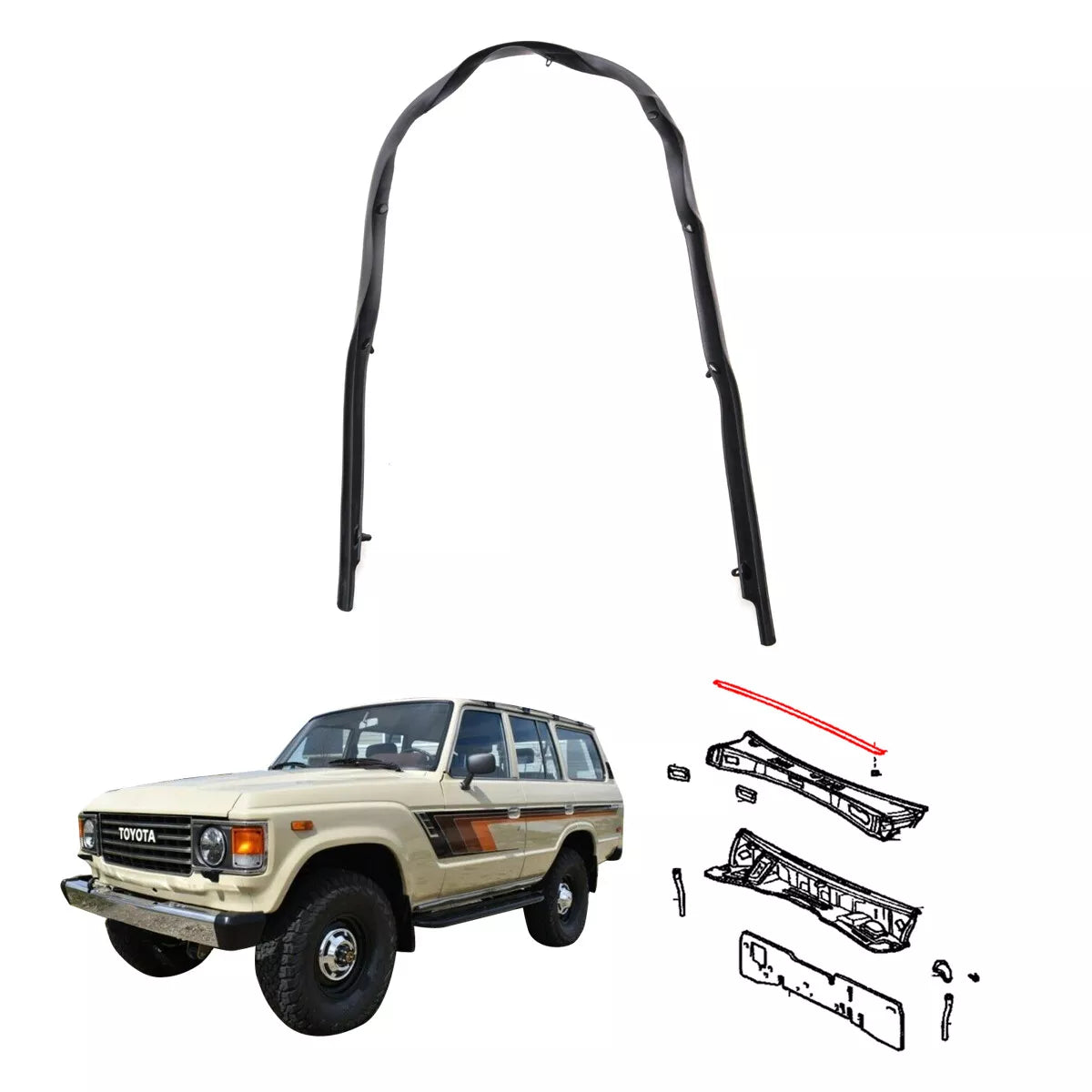 Bonnetto Cowl Weatherstrip for Toyota Land Cruiser BJ60 FJ62 HJ61 1980-1992