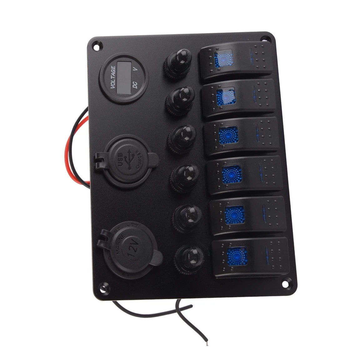 6 Gang LED Rocker Switch Panel for Car Truck Marine Boat