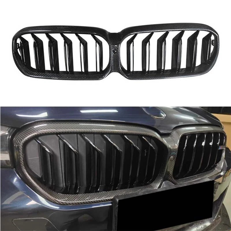 Real Carbon Replace Front Kidney Grille For 21-24 BMW 530i 540i G30 LCI