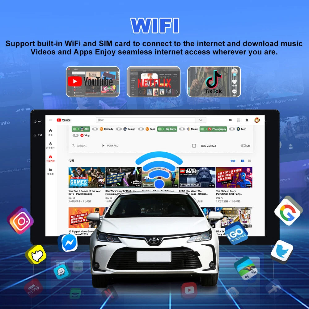 9'' Car Radio for Toyota Corolla Hatch 2015-2018 - Apple CarPlay, Android Auto