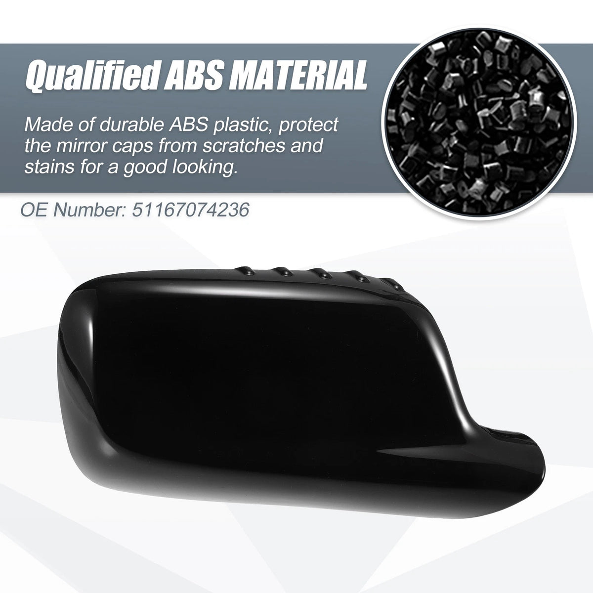 Right Side Mirror Cover Cap Gloss Black for BMW 3 Series, 7 Series (2000-2006)