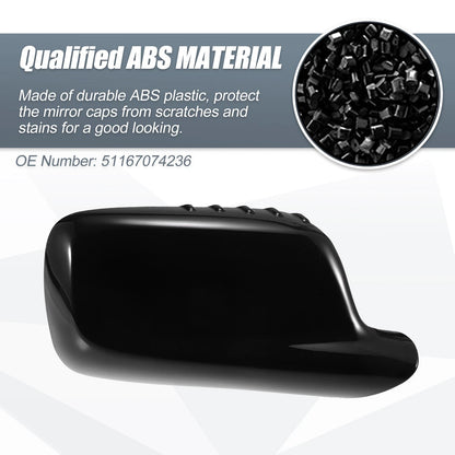 Right Side Mirror Cover Cap Gloss Black for BMW 3 Series, 7 Series (2000-2006)
