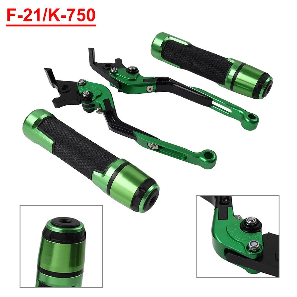 Fold Extendable Brake Clutch Lever Grip Set for Kawasaki Ninja 250R (2008-2012)